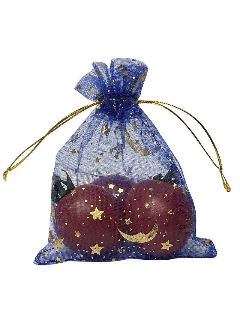 SUNGULF 100Pcs 3x4 Inches Sheer Organza Drawstring Pouches Stars And Moon Wedding Party Favor Jewelry Candy Gift Bags (Blue) - Image 1